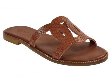 Moods Γυναικείες Παντόφλες 1017 Ταμπά Δέρμα Φίδι - Moods Shoes - 