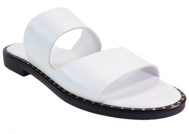 Moods Γυναικείες Παντόφλες 1814 Λευκό Δέρμα - Moods Shoes - 