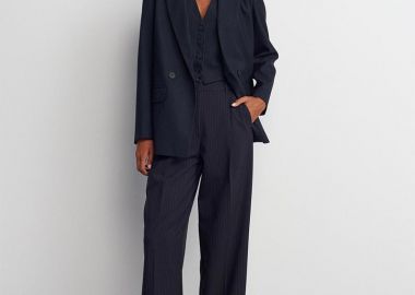 MORGAN Γυναίκειο σακάκι με ριγες ανθρακι - SOU - 