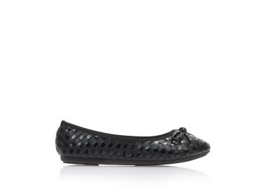 Μπαλαρίνες μαύρες δερματίνη καρό με φιογκάκι ΜΑΥΡΟ - Tsoukalas - 