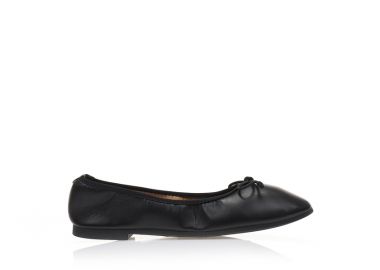 Μπαλαρίνες μαύρες δερματίνη με φιογκάκι ΜΑΥΡΟ - Tsoukalas - 