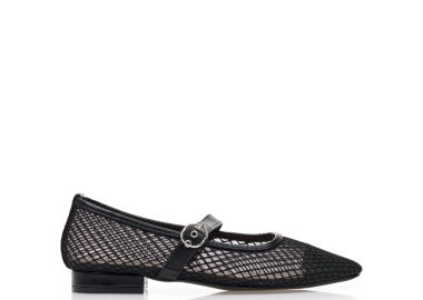 Μπαλαρίνες μαύρες διχτυωτές με μπαρέτα ΜΑΥΡΟ - Tsoukalas - 