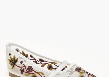 Μπαλαρίνες mesh με κέντημα - Λευκό - Issue - 