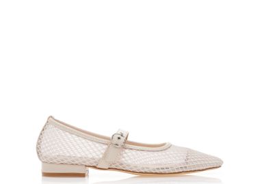 Μπαλαρίνες μπεζ διχτυωτές με μπαρέτα ΜΠΕΖ - Tsoukalas - 