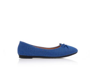 Μπαλαρίνες σκούρο μπλε τζιν με διακοσμητικό φιογκάκι ΜΠΛΕ - Tsoukalas - 