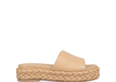 Μπεζ δερμάτινο footbed σανδάλι - MIGATO - 