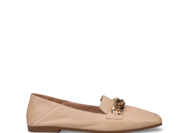 Μπεζ δερμάτινο μοκασίνι - MIGATO - 