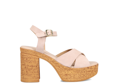 Μπεζ δερμάτινο πέδιλο - MIGATO - 