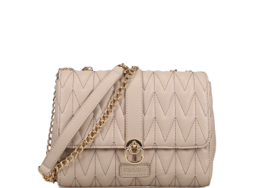 Μπεζ καπιτονέ τσάντα ώμου - MIGATO - 