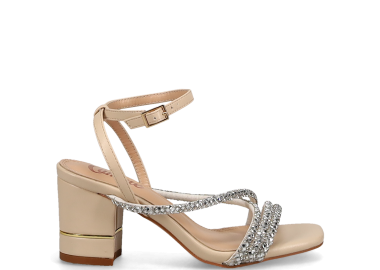 Μπεζ πέδιλο με στρας - MIGATO - 