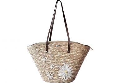 Μπεζ ψάθινη τσάντα ώμου - LES TROPEZIENNES - 