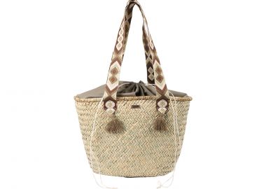 Μπεζ ψάθινη τσάντα ώμου - LES TROPEZIENNES - 