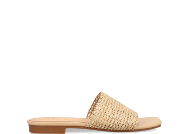 Μπεζ ψάθινο σανδάλι - MIGATO - 