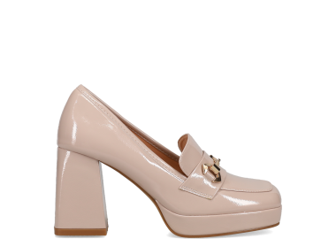 Μπεζ ψηλοτάκουνο loafer - MIGATO - 