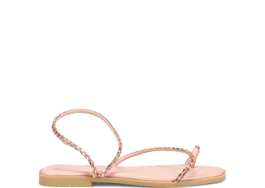 Μπεζ σανδάλι με στρας - MIGATO - 