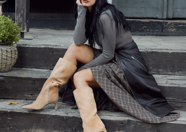 Μπεζ σουέντ μπότα - MIGATO - 