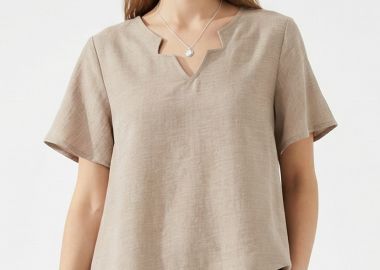 ΜΠΕΖ V-NECK ΜΠΛΟΥΖΑ LINEN LOOK - Anna Raxevsky - 