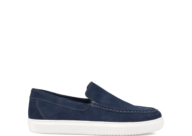 Μπλε δερμάτινο ανδρικό loafer - MIGATO - 