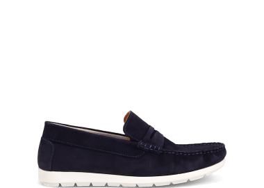 Μπλε δερμάτινο σουέντ ανδρικό loafer - MIGATO - 