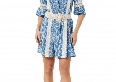 ΜΠΛΕ INDIGO ΦΛΟΡΑΛ ΦΟΡΕΜΑ ΜΕ ΔΑΝΤΕΛΑ - Anna Raxevsky - 