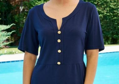 ΜΠΛΕ ΜΠΛΟΥΖΑ ΜΕ ΔΙΑΚΟΣΜΗΤΙΚΑ ΚΟΥΜΠΙΑ - Anna Raxevsky - 