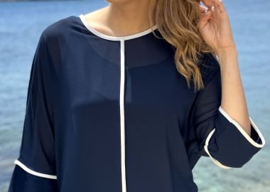 ΜΠΛΕ ΜΠΛΟΥΖΑ ΜΟΥΣΕΛΙΝΑ ΜΕ ΔΙΑΚΟΣΜΗΤΙΚΑ ΡΕΛΙΑ - Anna Raxevsky - 