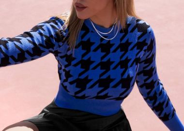 ΜΠΛΕ ΠΛΕΚΤΗ ΜΠΛΟΥΖΑ PIED DE POULE - MAISON - sense-shop - 