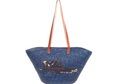 Μπλε ψάθινη τσάντα ώμου - LES TROPEZIENNES - 