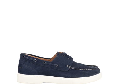 Μπλε σκούρο δερμάτινο ανδρικό boat shoe - MIGATO - 