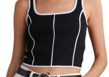Μπλούζα Αμάνικη Attrattivo Cropped Με Διχρωμία 9920368-BLACK Γυναικείο - Attrattivo - 