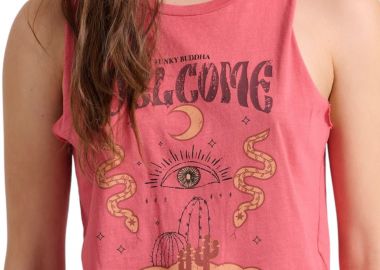 Μπλούζα Αμάνικη Funky Buddha Με Τύπωμα FBL009-132-04-MINERAL RED Γυναικείο - Funky Buddha - 