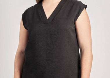 Μπλούζα αμάνικη με V όψη λινό -  - 