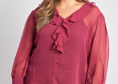 Μπλούζα από chiffon με βολάν -  - 