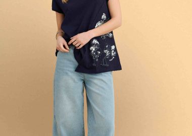 Μπλούζα ασύμμετρη με τύπωμα - 5206179085854 -  - 