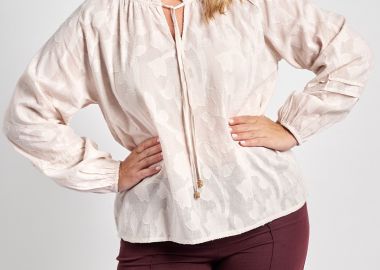 Μπλούζα βαμβακερή με ανάγλυφα φλοράλ -  - 