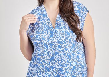 Μπλούζα βισκόζη αμάνικη έθνικ εμπριμέ λαχούρια -  - 