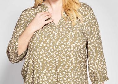 Μπλούζα βισκόζη εμπριμέ φλοράλ με V -  - 