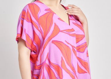 Μπλούζα βισκόζη εμπριμέ με πιέτα -  - 