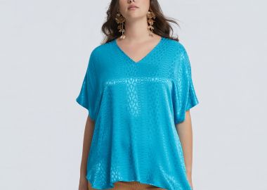 Μπλούζα βισκόζη V με ανάγλυφη υφή - MAT FASHION - 