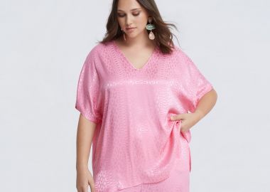 Μπλούζα βισκόζη V με ανάγλυφη υφή - MAT FASHION - 