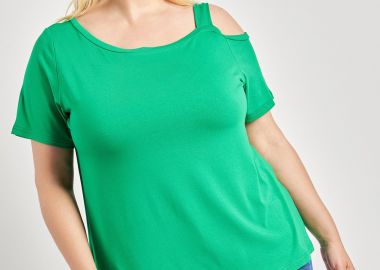 Μπλούζα βισκόζης με έναν ώμο -  - 