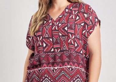 Μπλούζα βισκόζης σε ethnic tribal εμπριμέ -  - 