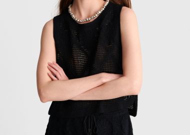 Μπλούζα boho πλεκτή αμάνικη - 5206179087230 -  - 