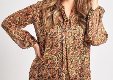 Μπλούζα chiffon φλοράλ με δέσιμο -  - 