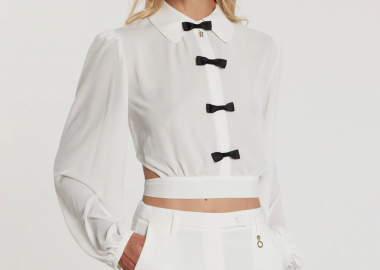 Μπλούζα Crop Relish Με Φιογκάκια Εκρού -  - 