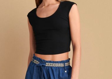 Μπλούζα cropped κρουαζέ - 5206987625921 -  - 