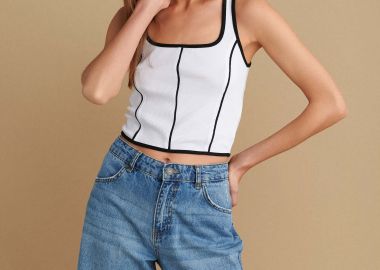 Μπλούζα cropped με διχρωμία - 5206634914859 -  - 