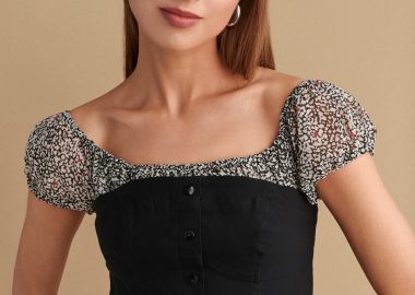 Μπλούζα cropped με εμπριμέ πάνω μέρος - 5206634957801 -  - 