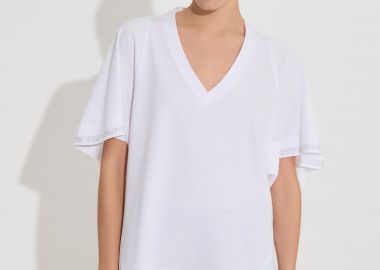 Μπλούζα DEJAVU V-Neck Με Στρας Στο Μανίκι -  - 