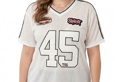 Μπλούζα δίχτυ με patch 45 σε λευκό χρώμα plus size -  - 